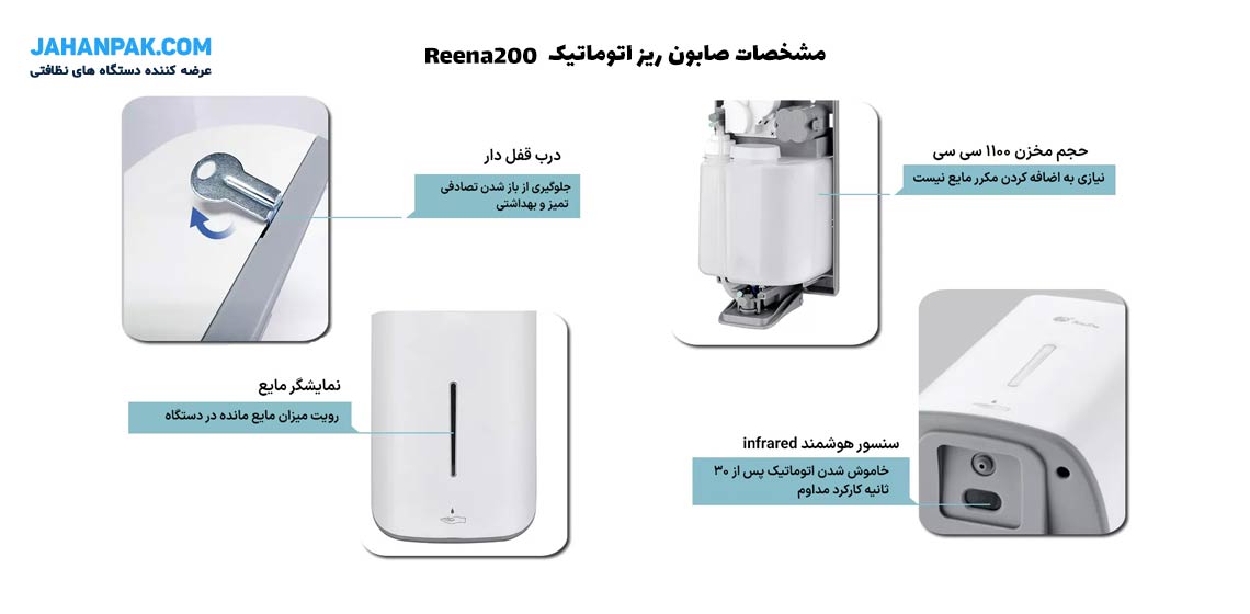 ویژگی های صابون ریز اتوماتیک مدل Reena200