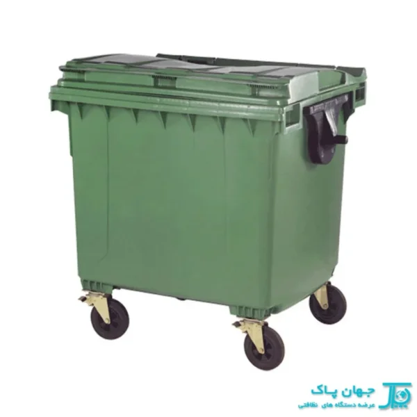 قیمت و خرید مخزن زباله پلی اتیلن 1100 لیتری سبز رنگ